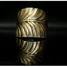 African leaf brass oxidised bangle cuff